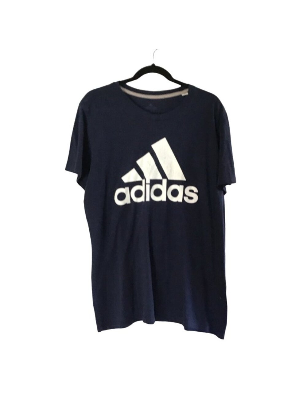 ADIDAS- MENS NAVY FRONT GRAPHIC SHORT SLEEVE CREW NECK T-SHIRT SIZE LARGE